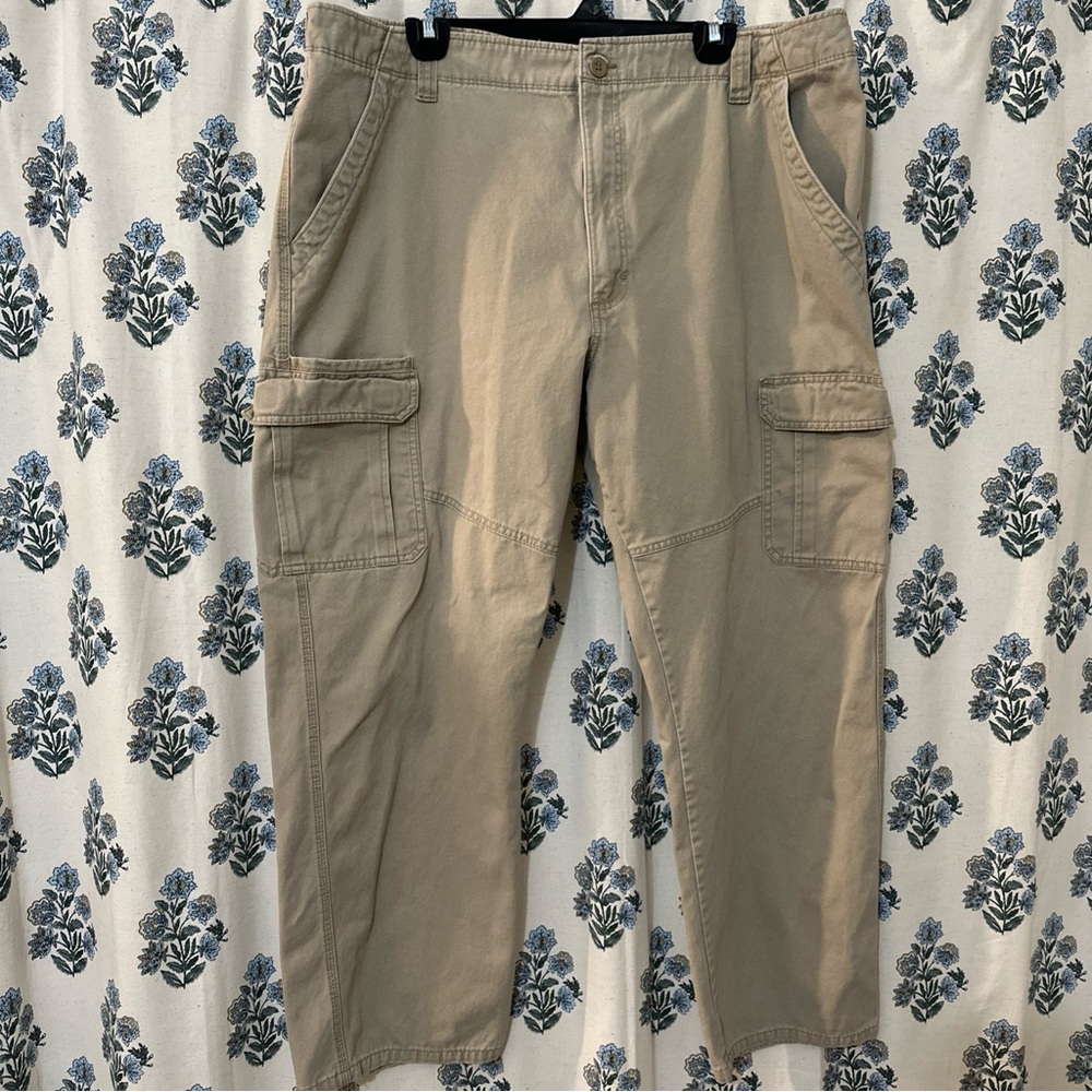 Wrangler Men's Relaxed Fit Khaki Cargo Pants 6 Pocket Size 40/30
